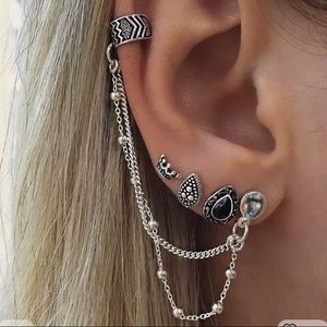 Ear clip and earring set. Goth